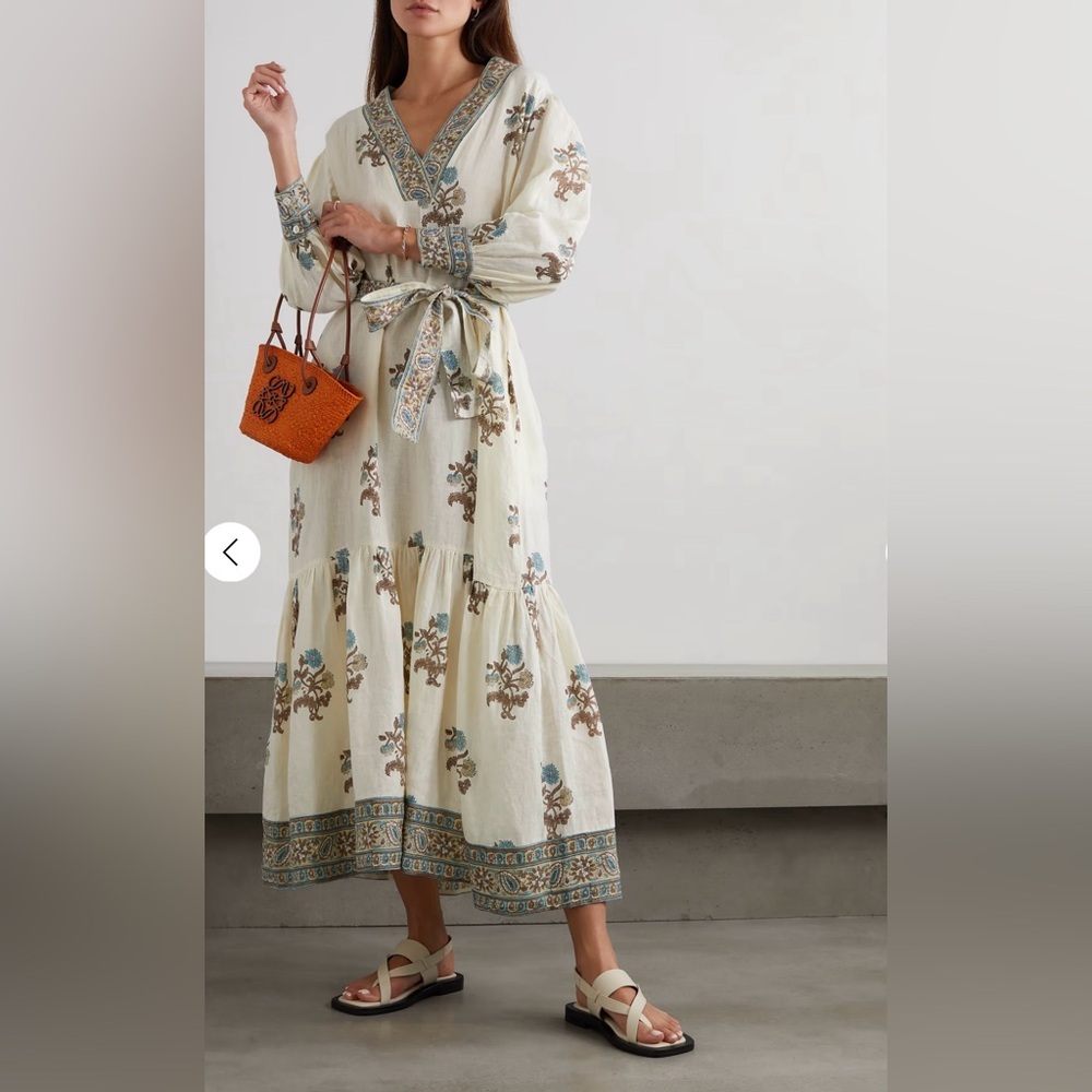 Hannah Artwear Floral Belted Linen Maxi Dress